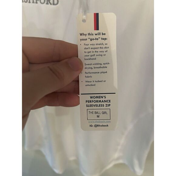 Rhoback Women’s Medium The Ball Girl White Performance Sleeveless Zip - Picture 5 of 7